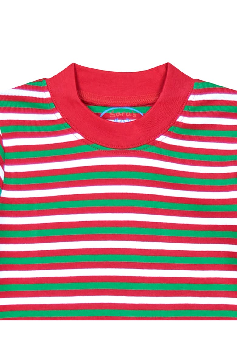 Organic Cotton Long John PJ 2-Piece Set, Alternate, color, Green Red Stripe