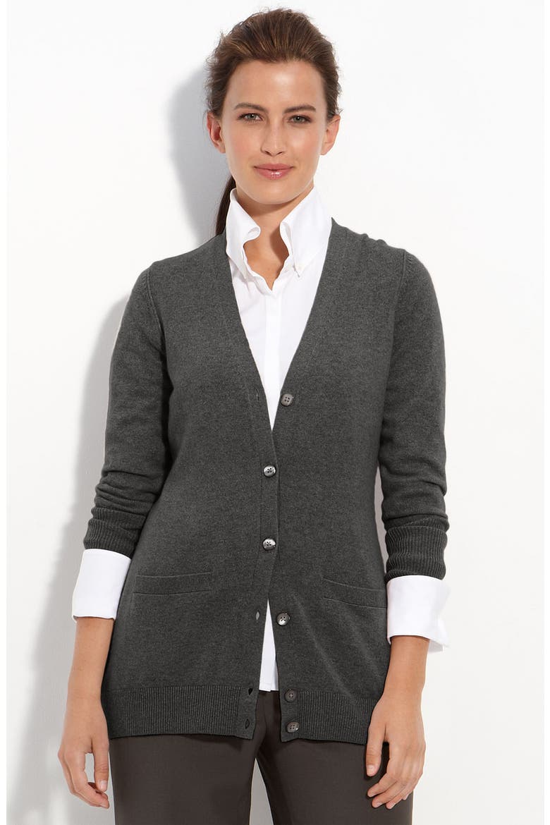 V-Neck Cashmere Cardigan, Main, color, MEDIUM GREY