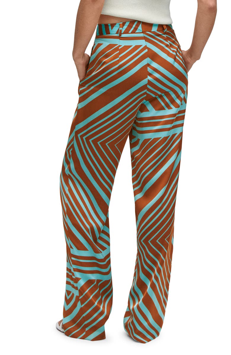 MANGO Geo Print High Waist Satin Pants, Alternate, color,