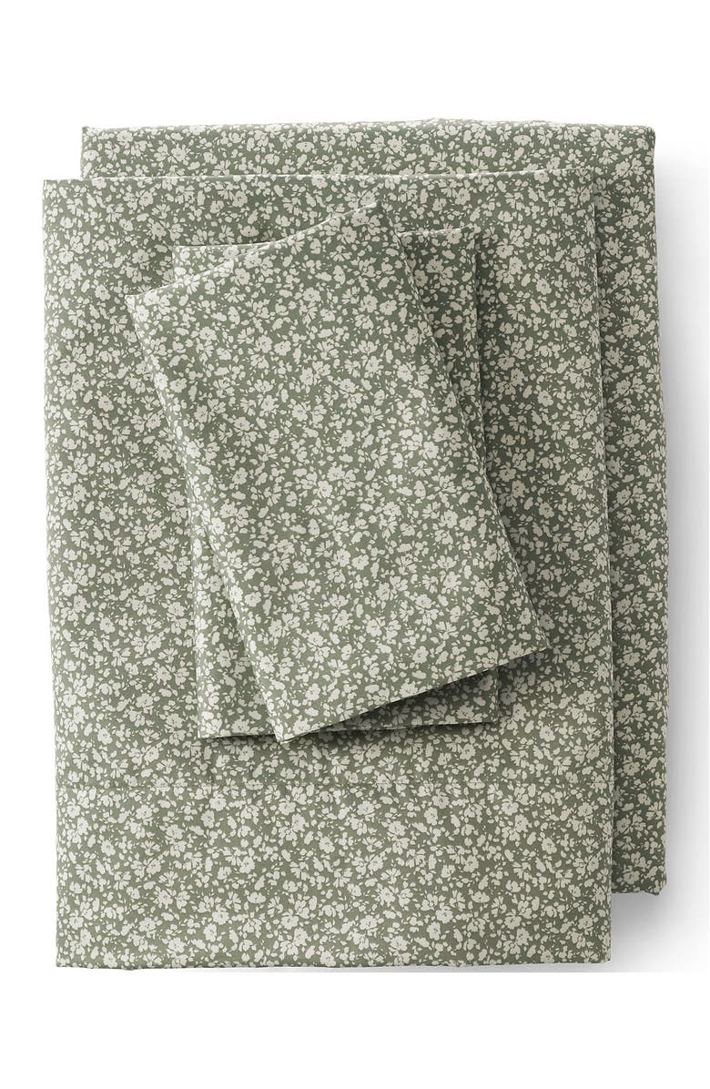 Lands' End Supima Cotton No Iron Sateen Printed Pillowcases - 400 Thread Count, Main, color, Sage Blossom Floral