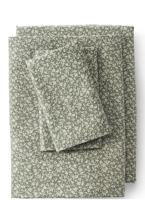 Lands' End Supima Cotton No Iron Sateen Printed Pillowcases In Green
