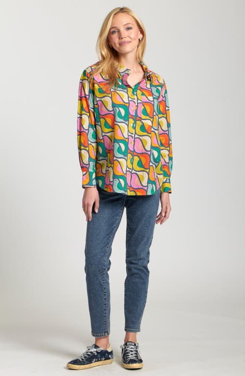 Apny Boyfriend Poplin Button-up Shirt In Multi