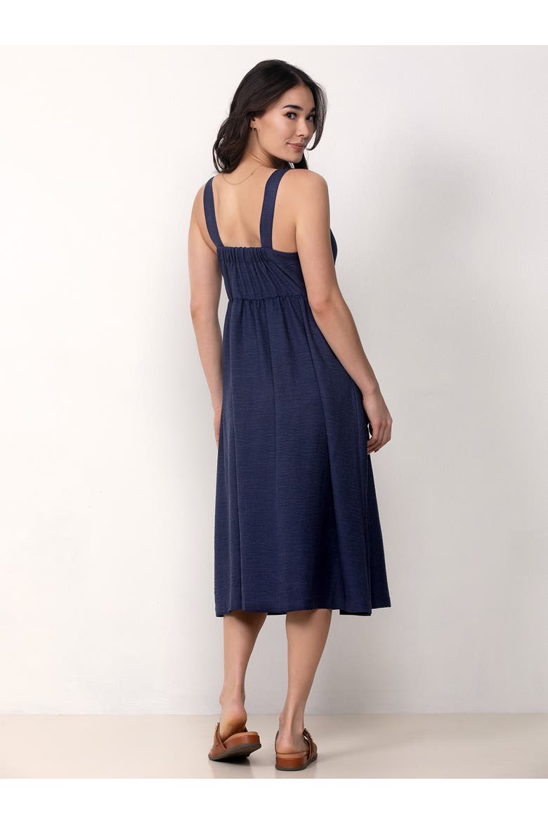 Button Front Midi Dress, Alternate, color, Navy