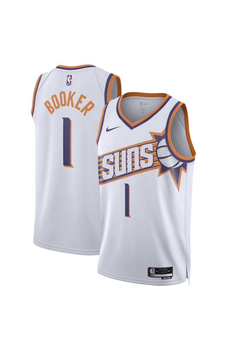 Nike Unisex Nike Devin Booker White Phoenix Suns Swingman Jersey - Association Edition, Main, color, White
