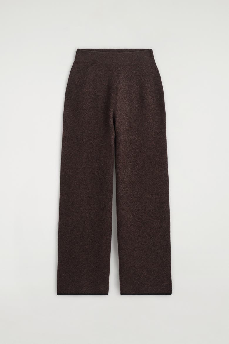 Boiled Merino Wool Wide-Leg Pants, Alternate, color, BROWN MÉLANGE