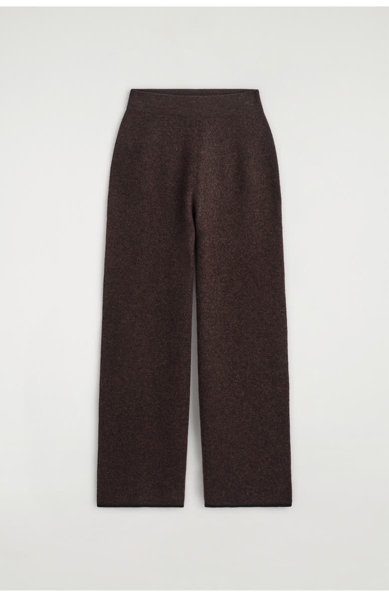 COS Boiled Merino Wool Wide-Leg Pants, Alternate, color, Brown Mélange