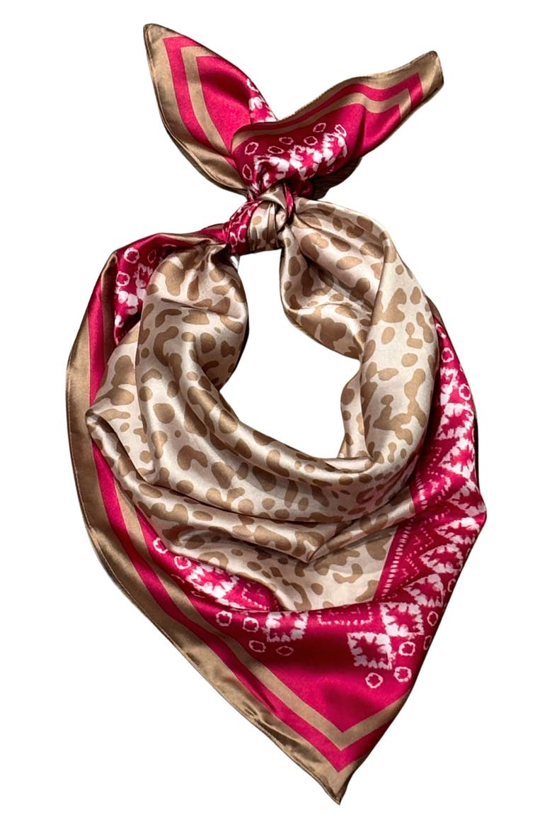 Leopard Satin Square Scarf, Alternate, color, LEOPARD