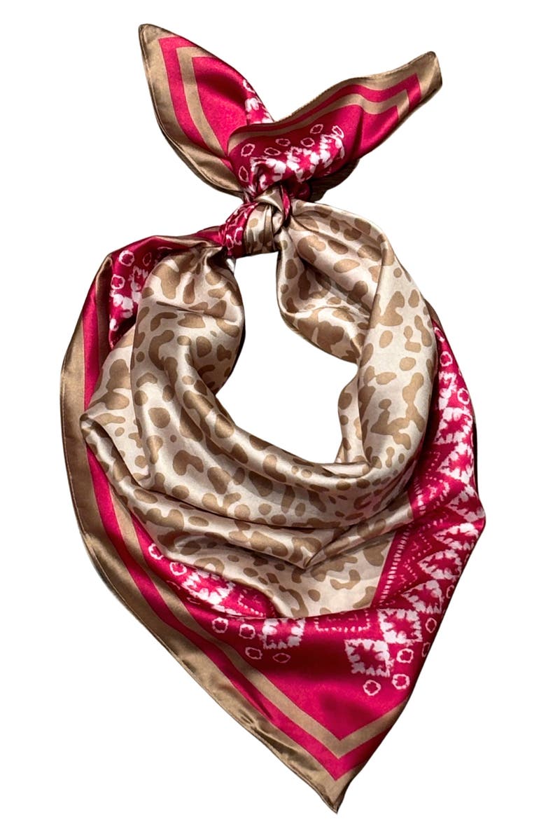 Nicole Miller Leopard Satin Square Scarf, Alternate, color, Leopard