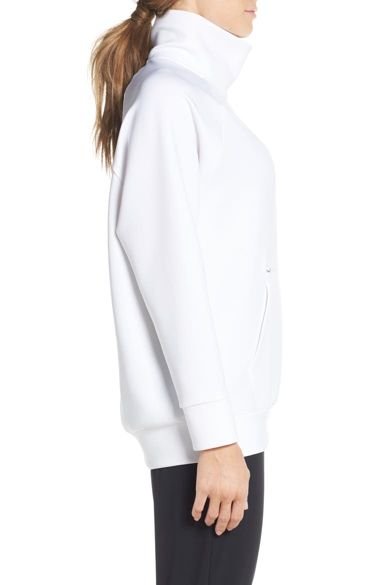 Mock Neck Zip Pullover, Alternate, color, WHITE/ BLACK