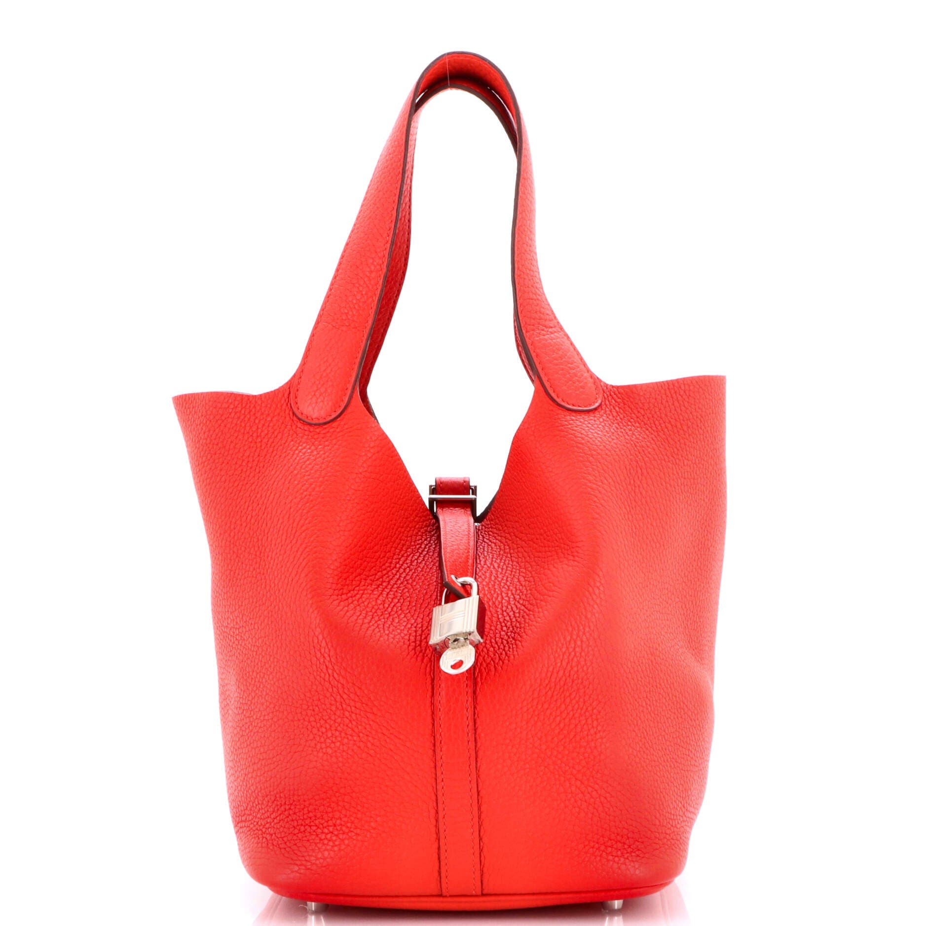 Pre-Owned Hermes Picotin Lock Bag Clemence MM, Main, color, Rouge Tomate