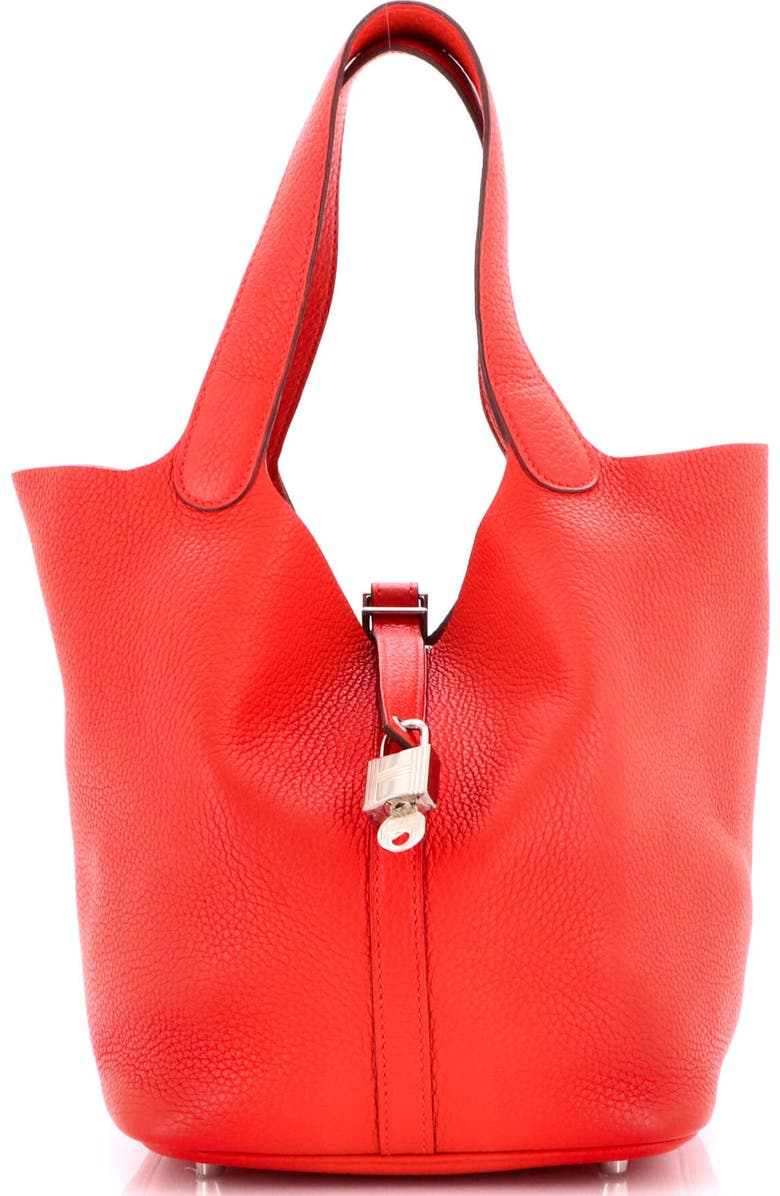 Pre-Owned Hermes Picotin Lock Bag Clemence MM, Main, color, Rouge Tomate