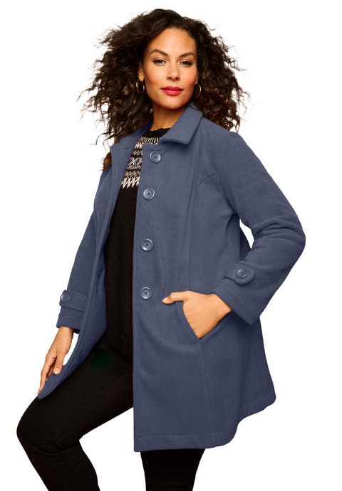 Plus Size Button Up Fleece Jacket (Plus)