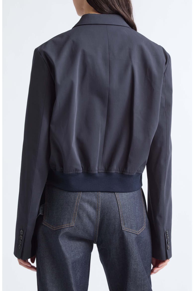Crop Cotton Double Breasted Blazer, Alternate, color, NAVY