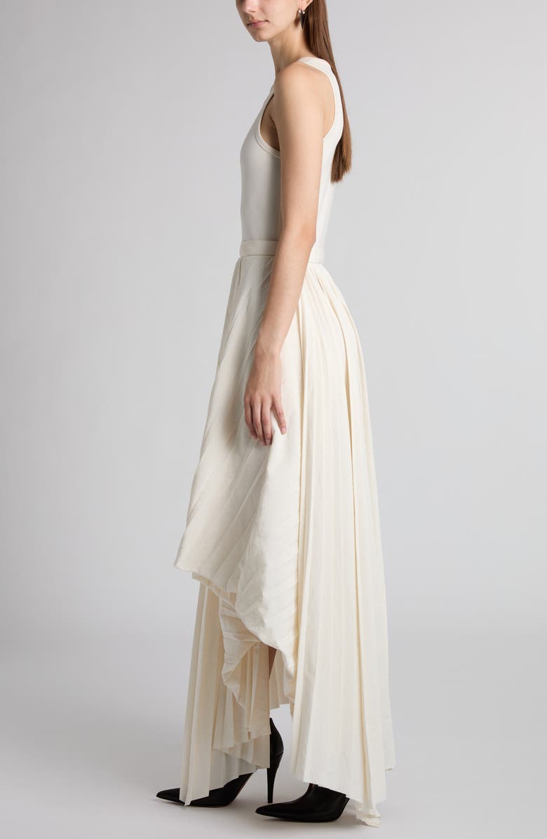 Asymmetric Pleated Cotton Dress