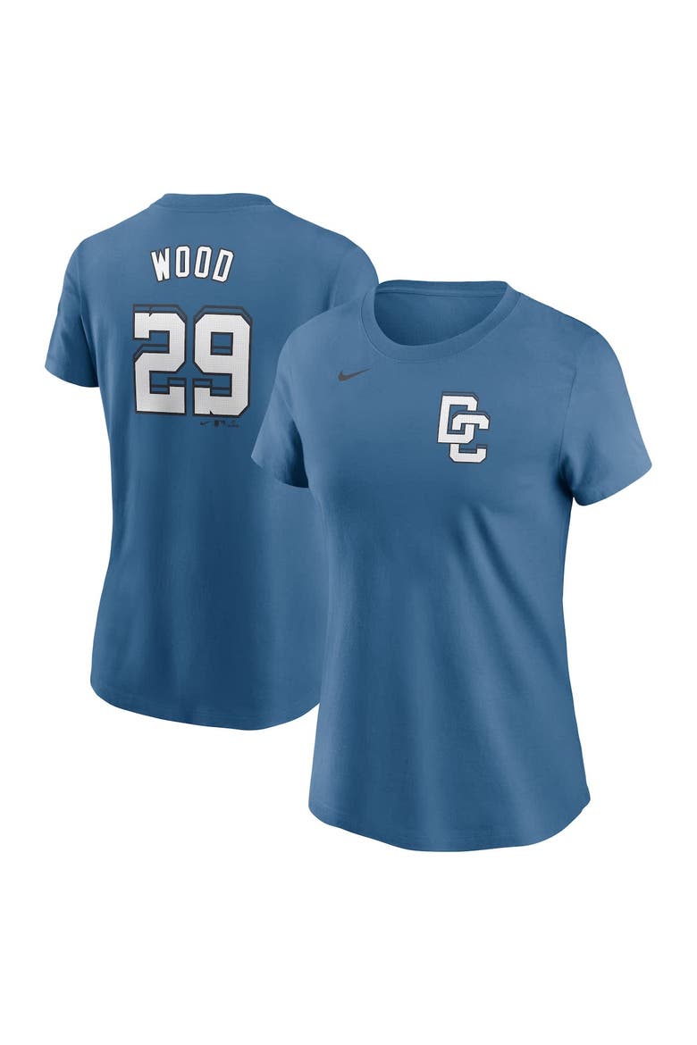Women's Nike James Wood Blue Washington Nationals 2025 City Connect Fuse Name & Number 2.0 T-Shirt, Alternate, color, Blue