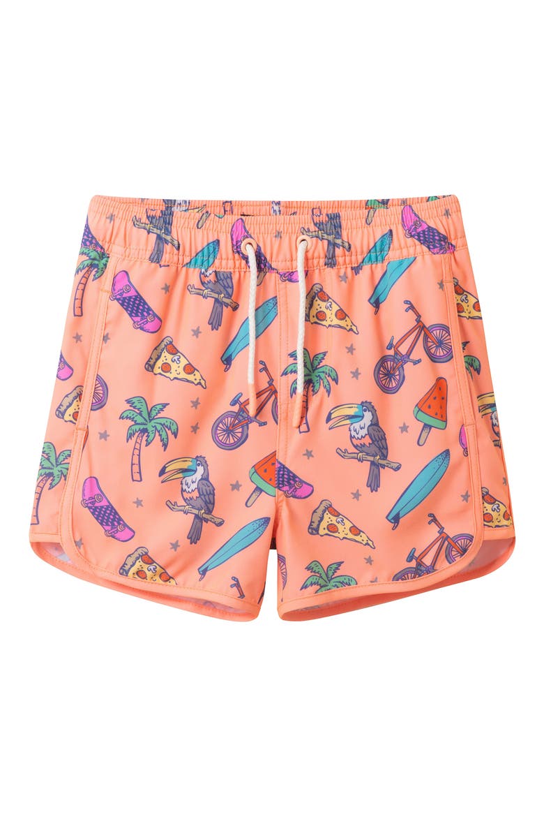 Kids' Long Sleeve Rashguard & Shorts Set, Alternate, color, ORANGE PALM