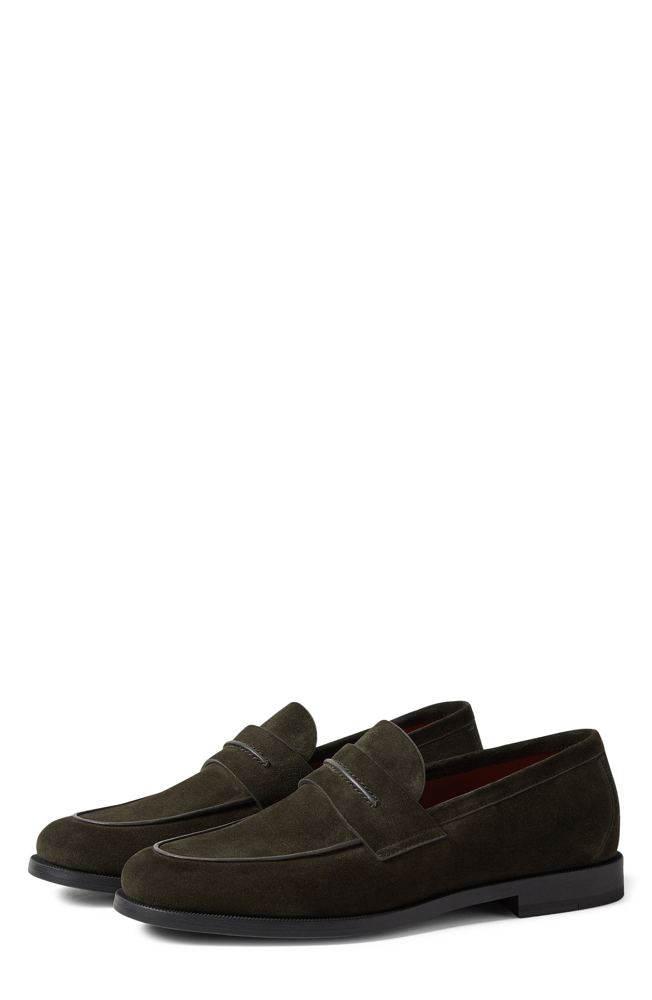 Suede Driving Loafer, Main, color, DARK OLIVE GREEN