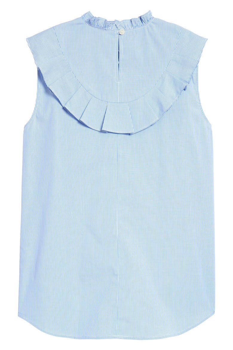 Ruffle Yoke Sleeveless Top, Alternate, color, BLUE- WHITE STRIPE