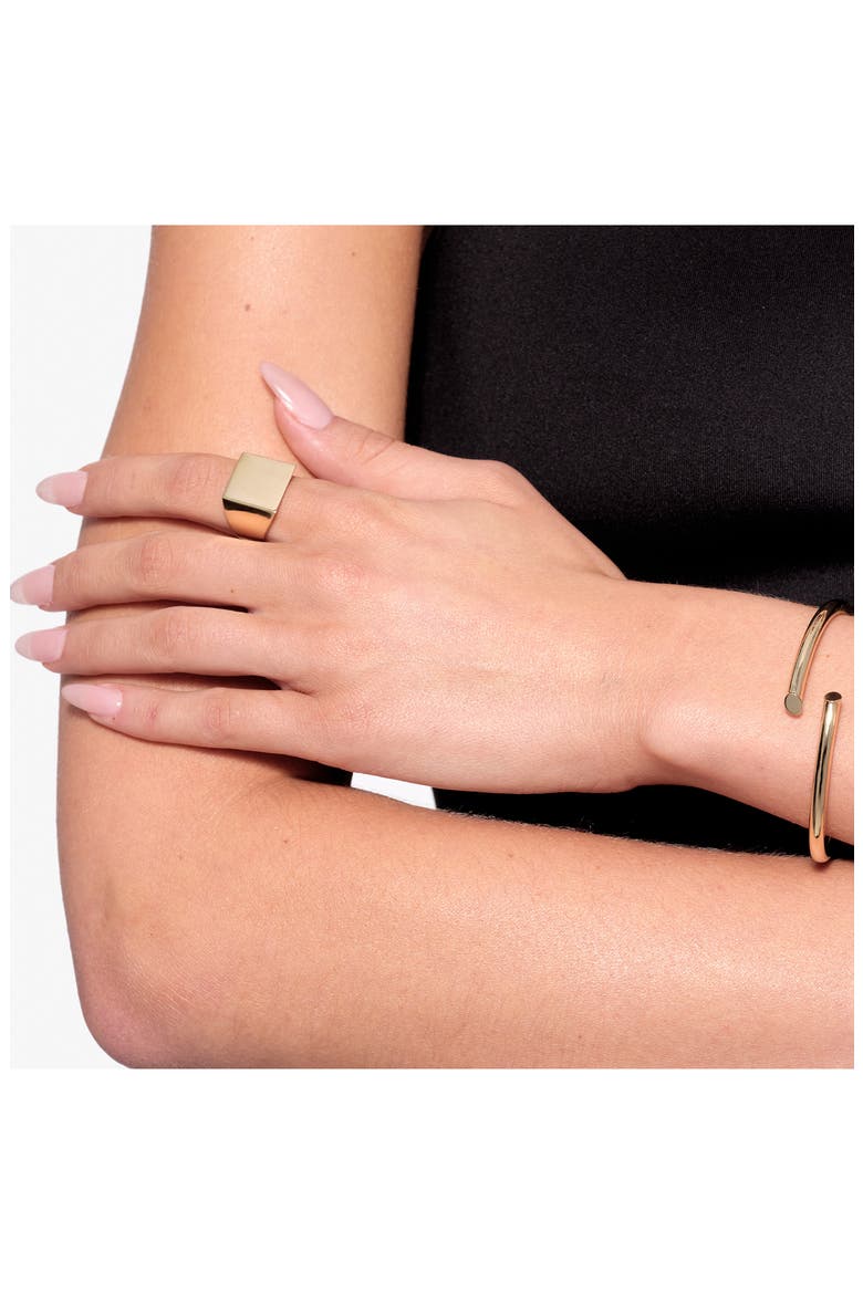 14K Gold Square Flash Tile Ring, Alternate, color, YELLOW GOLD
