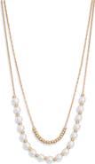 Ettika Faux Pearl Layered Chain Necklace