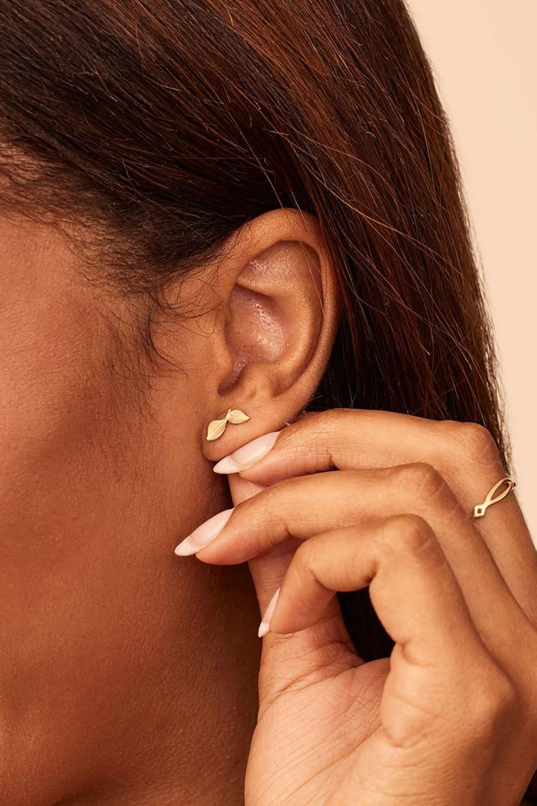 14K Yellow Gold New Beginnings Stud Earrings, Alternate, color, Yellow Gold