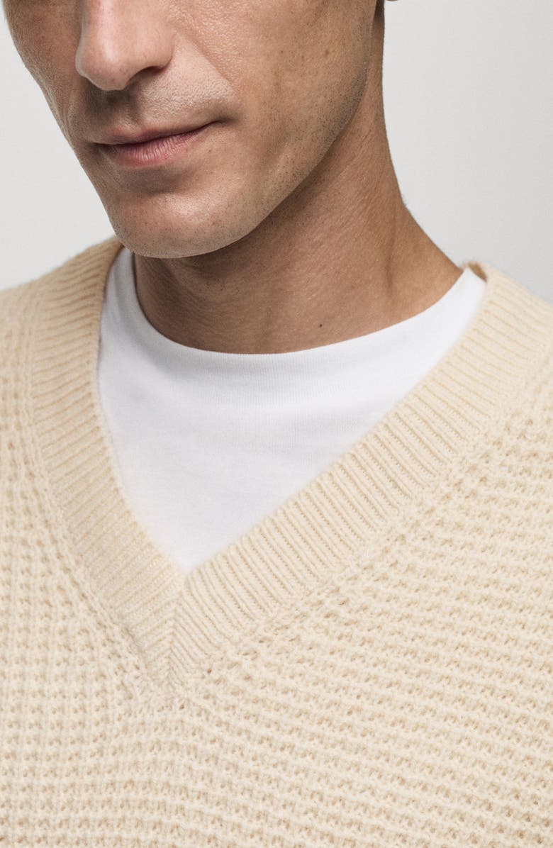 MANGO V-Neck Sweater, Alternate, color, Ecru