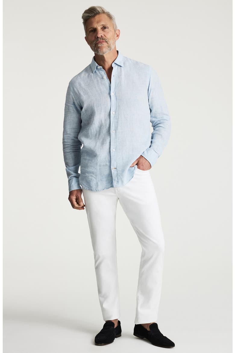Linen Button-Up Shirt, Alternate, color, BLUE