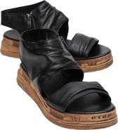 Forever & Always Shoes Lunas Leather Side-Zip Flat Heel Sandal