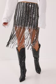 NASTY GAL Beaded Tassel Mini Skirt