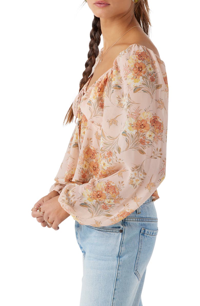 O'Neill Noa Naya Floral Babydoll Shirt, Alternate, color, Rose Dust