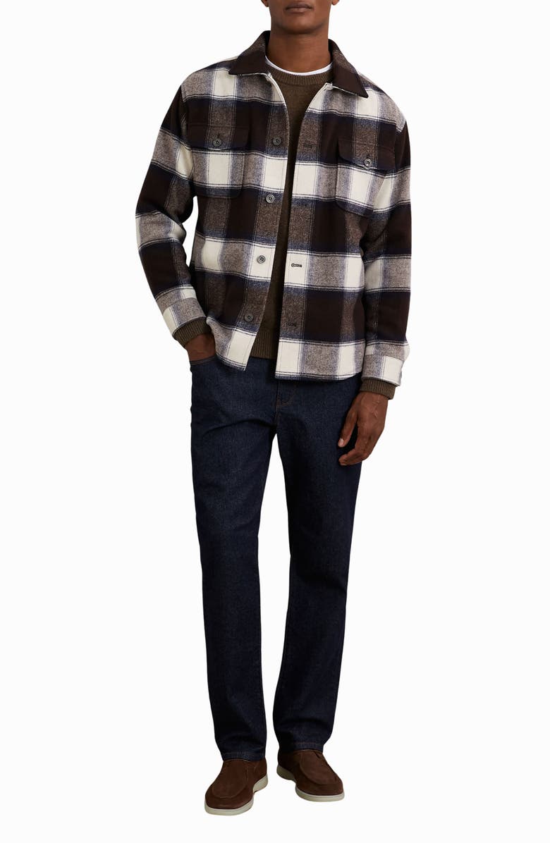 Reiss McFadden Check Wool Blend Flannel Overshirt, Alternate, color, Mcfadden Navy Multi