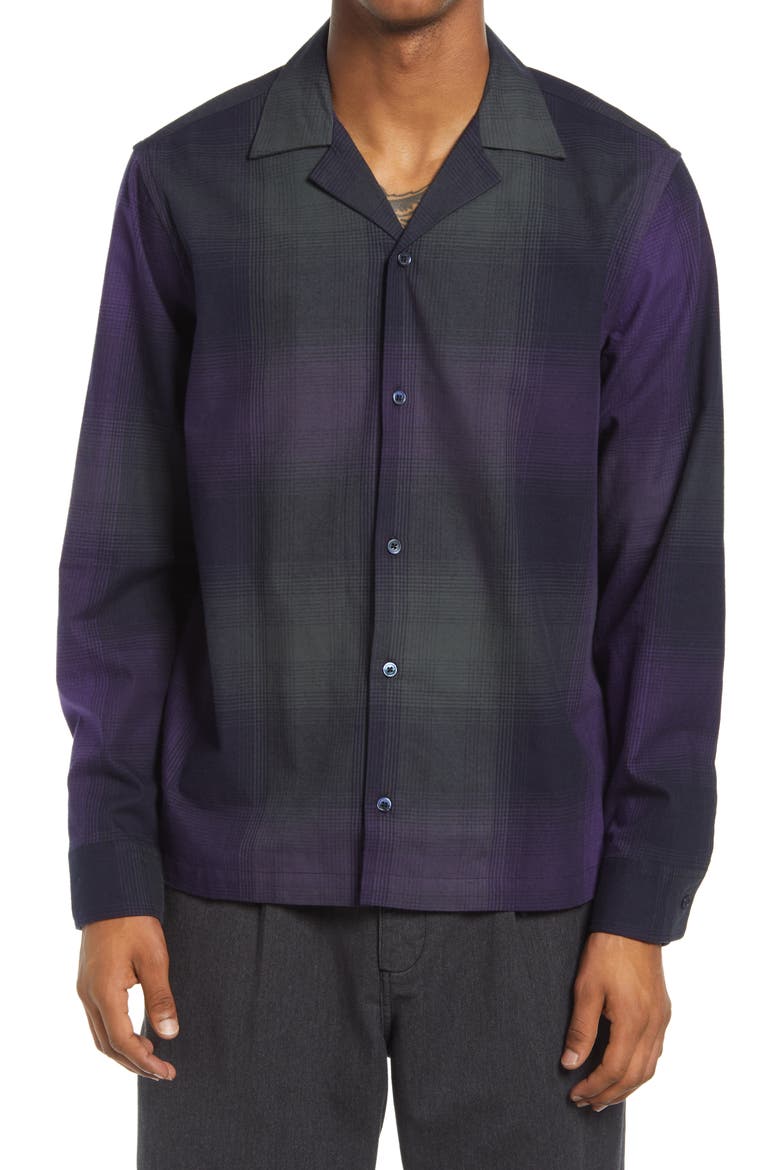 Marco Plaid Flannel Men's Button-Up Shirt, Main, color, AMETHYST