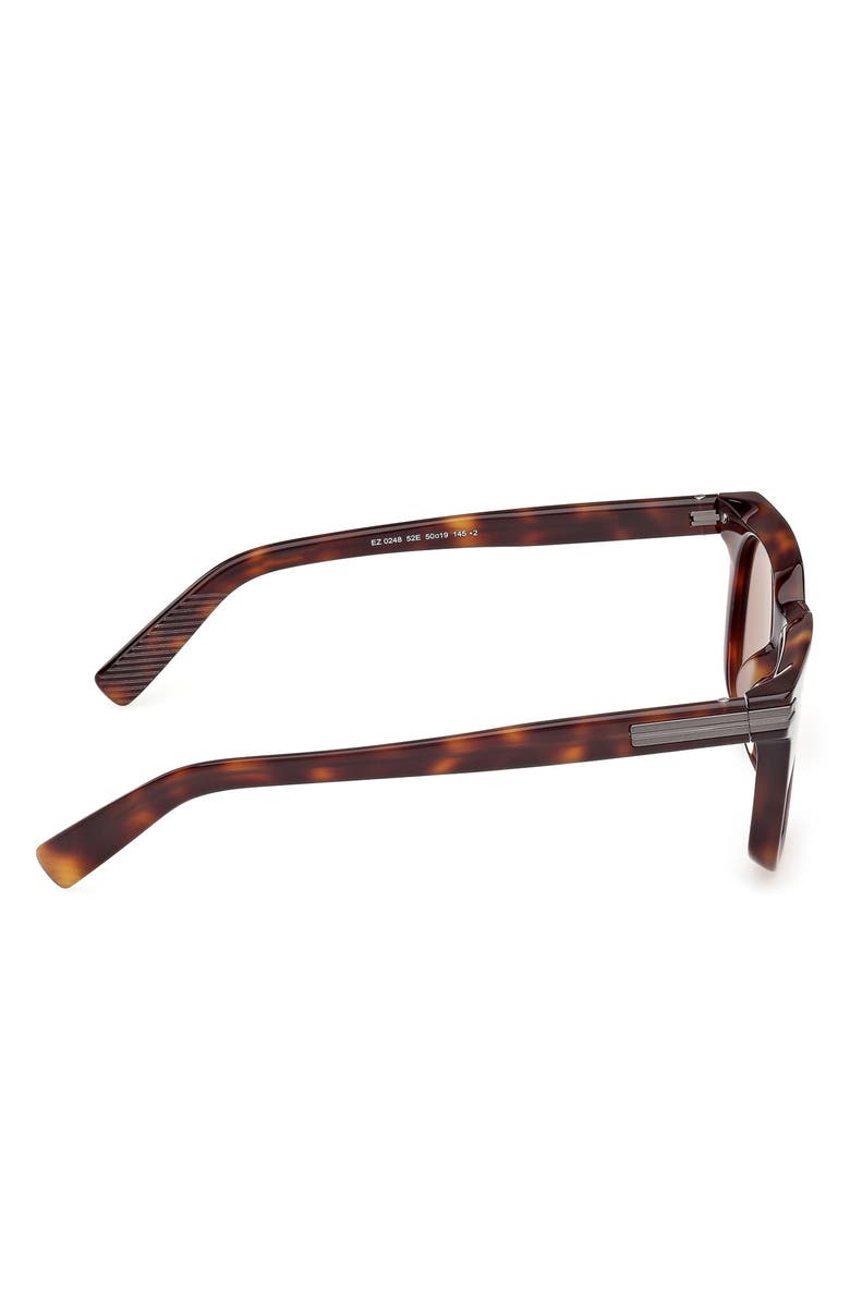 ZEGNA 50mm Geometric Sunglasses, Alternate, color, Med Havana/ Ruthenium / Brown