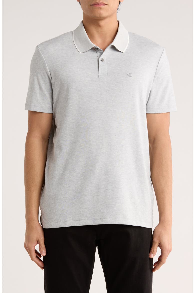 Birdseye Heather Interlock Polo, Main, color, GREY HEATHER