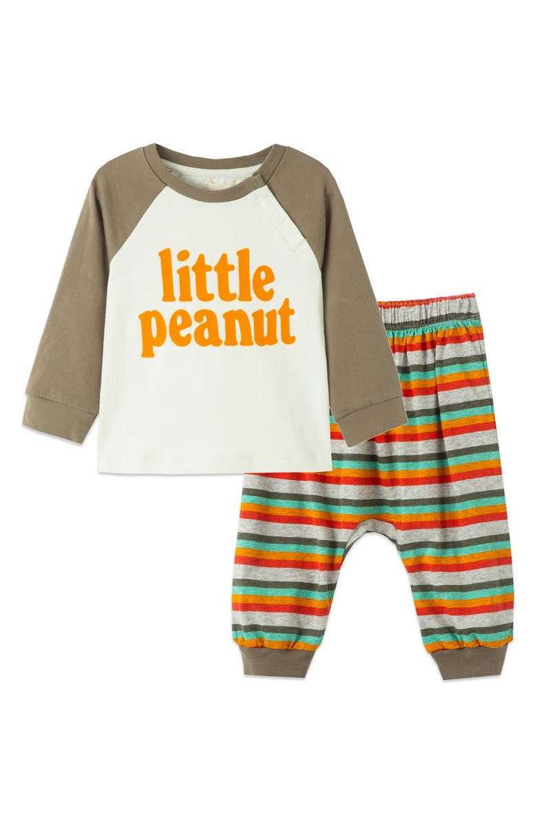 Peek Essentials Little Peanut Baseball Graphic Tee & Stripe Pants Set, Main, color,