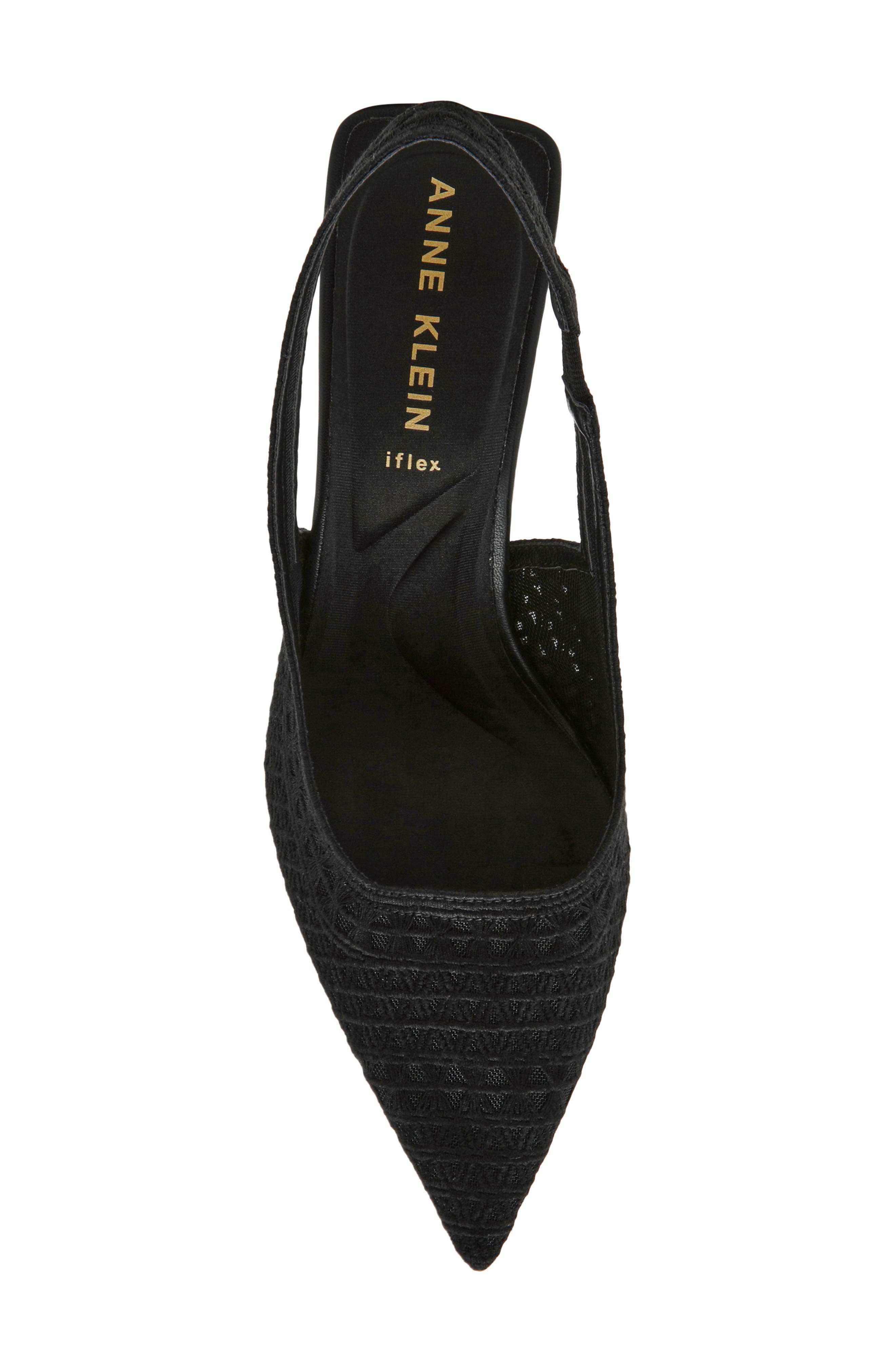 Anne Klein Ismeralda Slingback Pointed Toe Pump, Alternate, color, Black Crochet