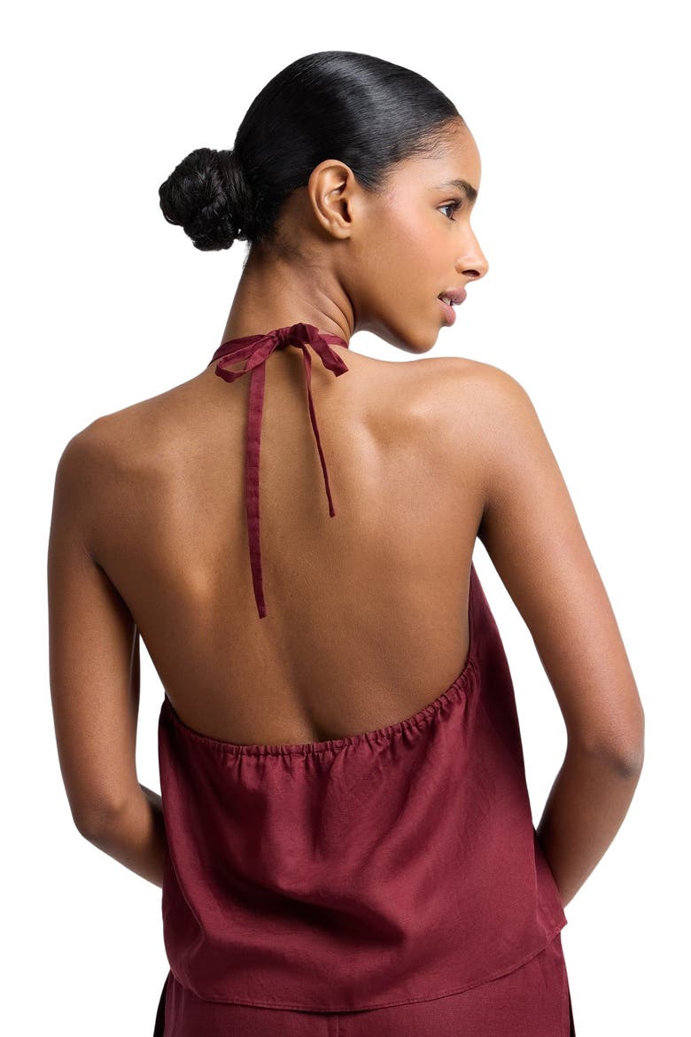 Handkerchief Open Halter Top, Alternate, color, Dark Cherry