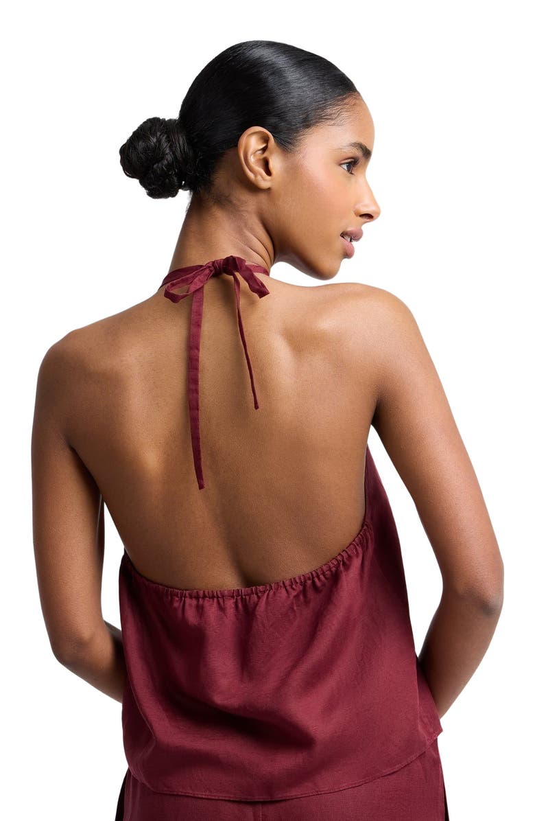 Onia Handkerchief Open Halter Top, Alternate, color, Dark Cherry