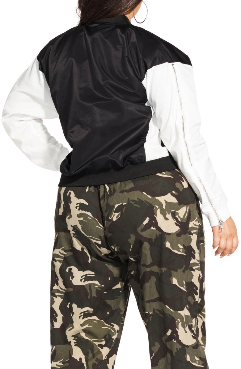 City Chic Noir Blanc Varsity Jacket, Alternate, color, 