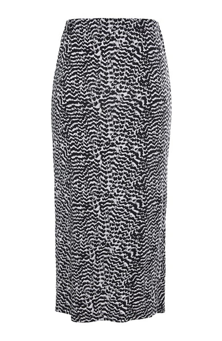 LASCANA Women's Ruched Slit Midi Skirt, Alternate, color, Black & White