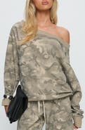 Princess Polly Wellness Camo One-Shoulder Sweatshirt