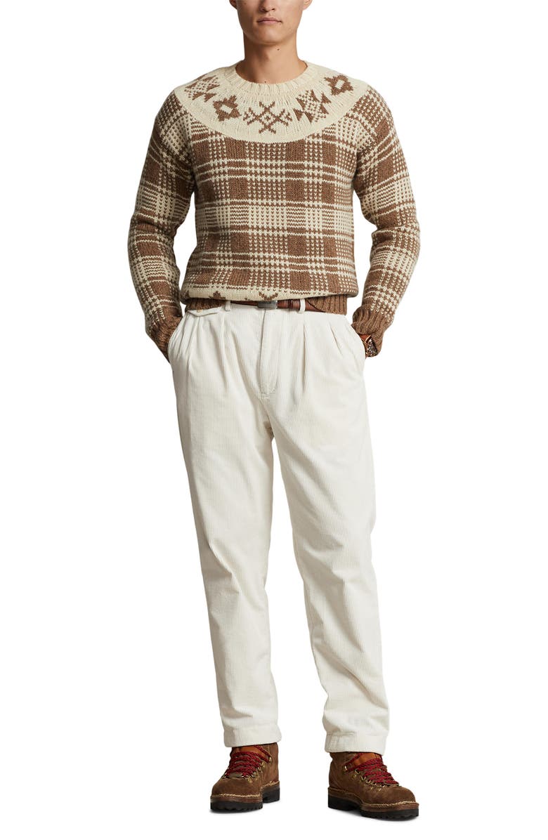 Polo Ralph Lauren Fair Isle Wool & Linen Blend Sweater, Alternate, color, Med Brown Combo