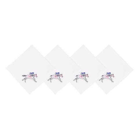 Derby Horse Jockey Racing Cocktail Embroidered Napkins Set of 4