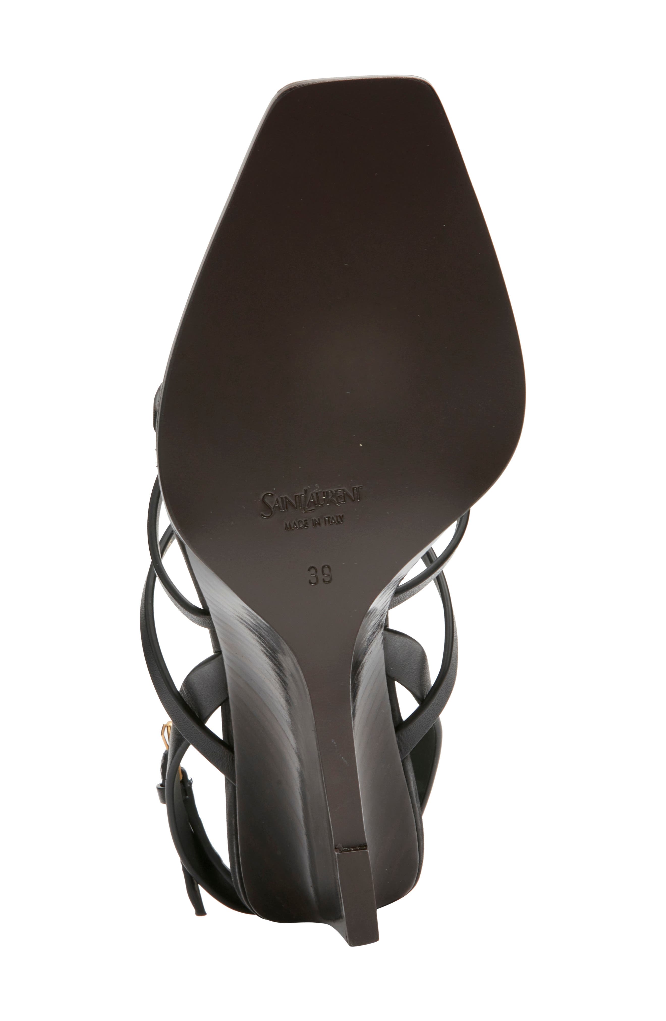 Saint Laurent Nicla Wedge Sandal, Alternate, color, Noir