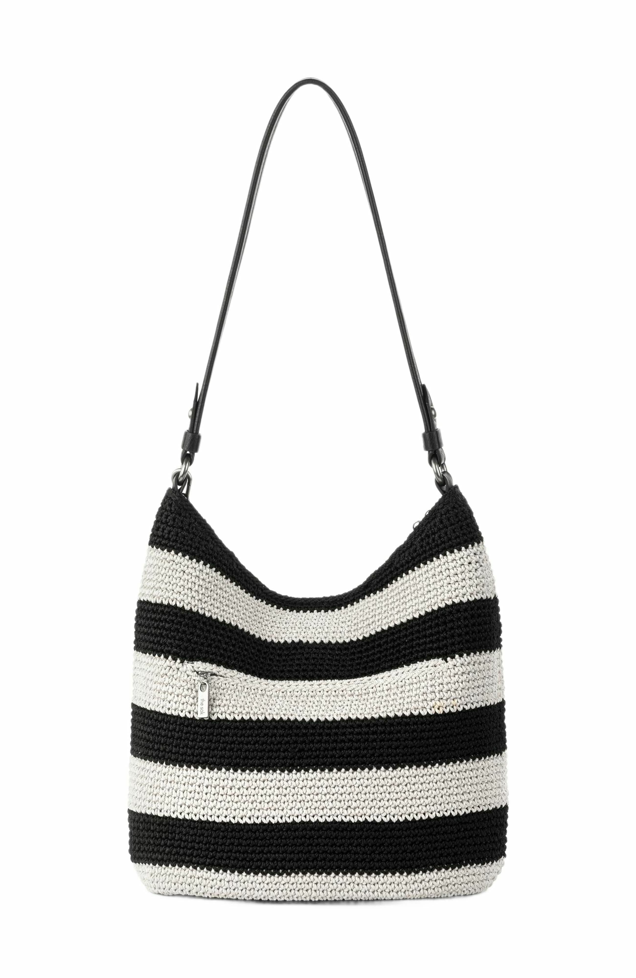 The Sak Sequoia Hobo Leather Bag, Alternate, color, Black Stripe