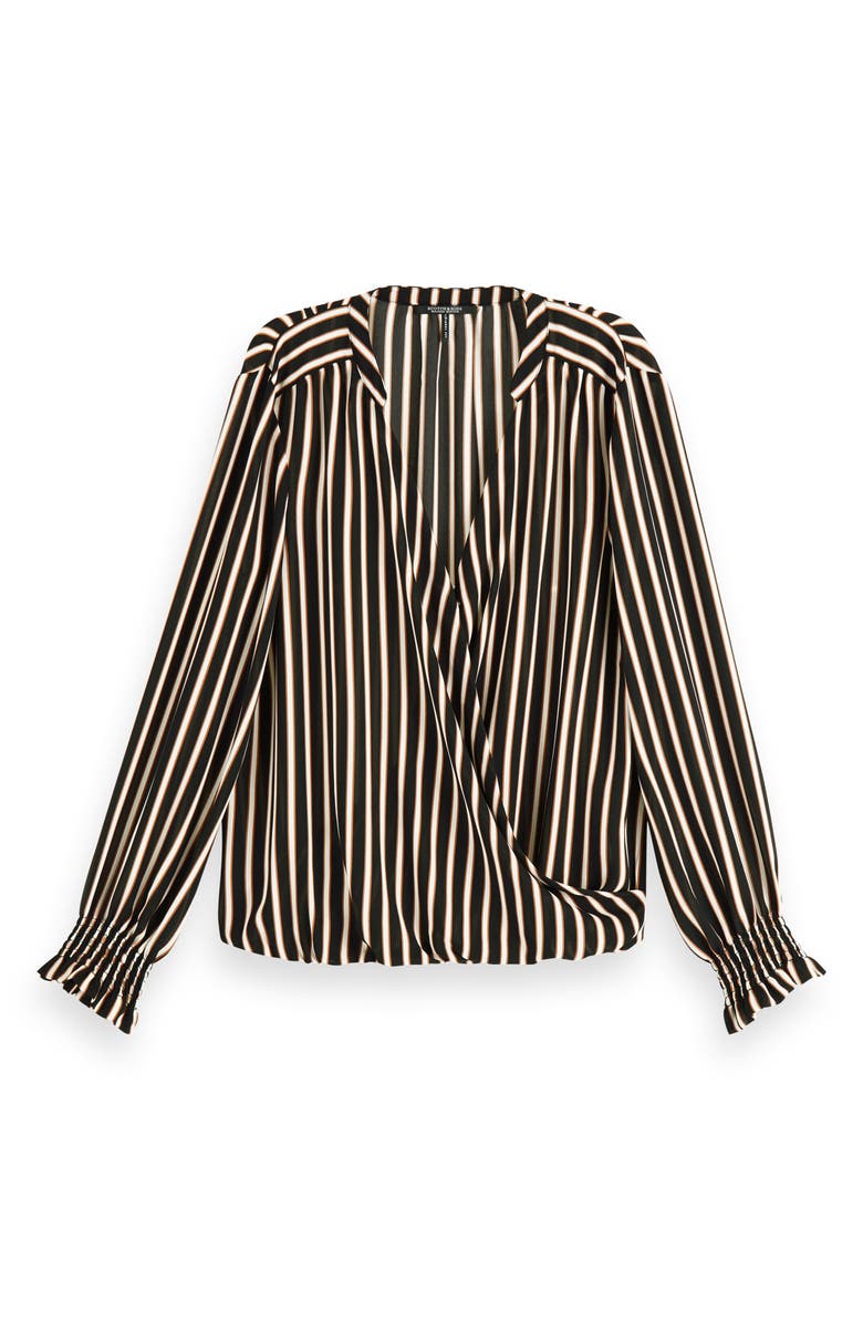 Scotch & Soda Wrap Front Long Sleeve Blouse, Alternate, color, 