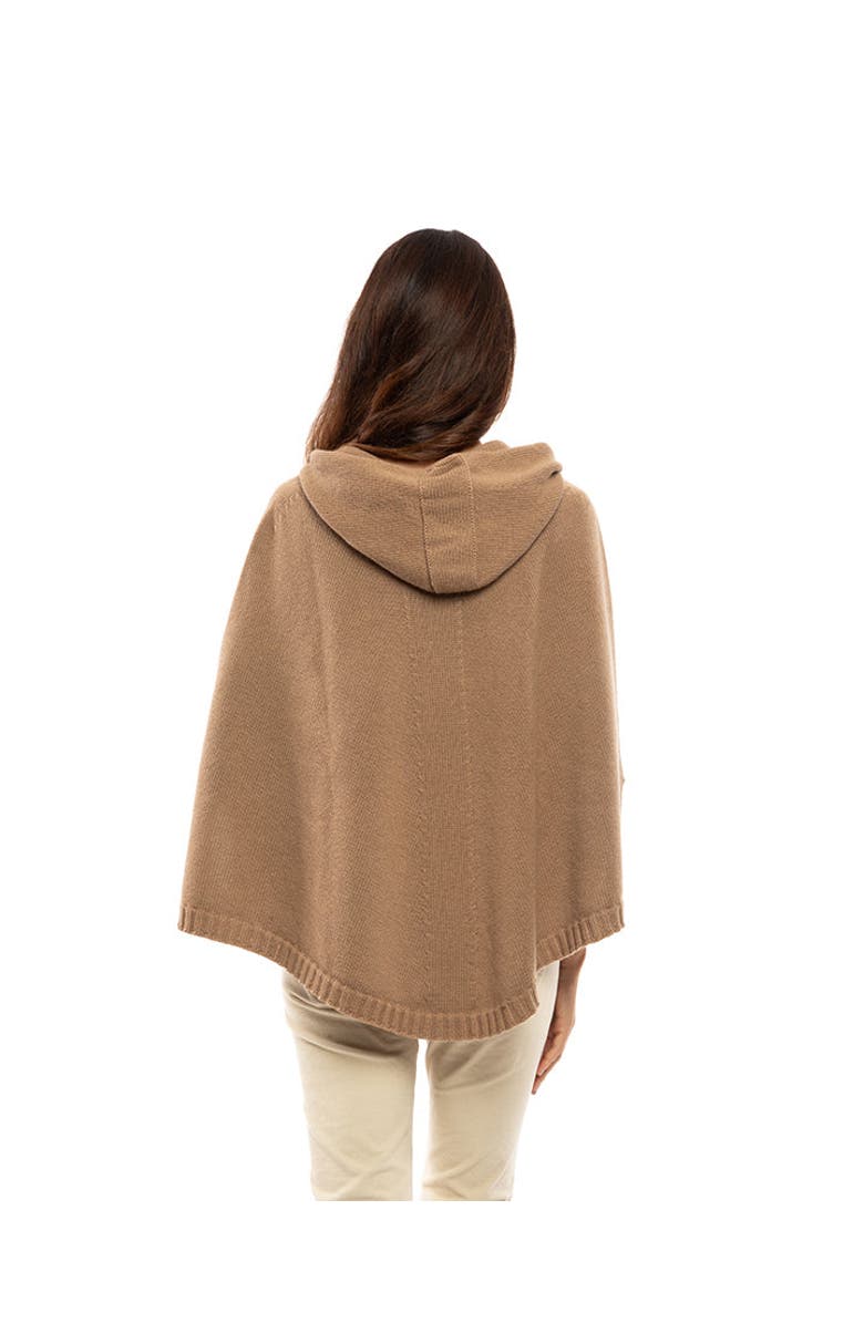 Monticelli Cashmere Pure Cashmere Hooded Poncho, Alternate, color, Black