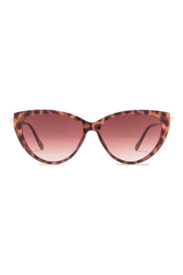 60mm Cat Eye Sunglasses, Main, color, BROWN ANIMAL