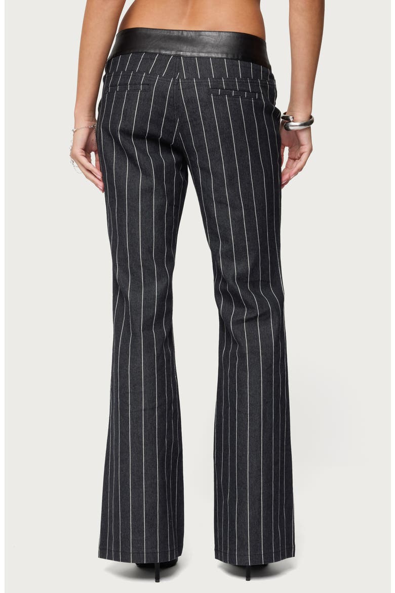 Pinstripe Faux Leather Waist Lace-Up Pants (Women) | Nordstrom