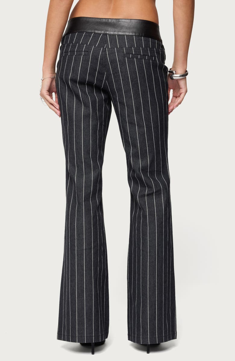 EDIKTED Pinstripe Faux Leather Waist Lace-Up Pants, Alternate, color, 